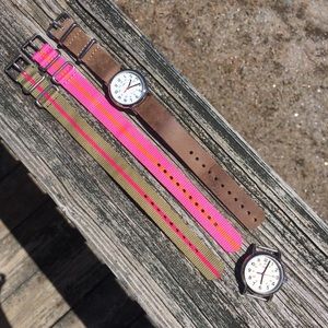 Timex Weekender Watch | Pink, Green, & Leather